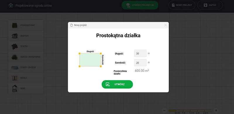 Zdefiniuj wymiary działki